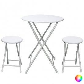 Tisch-Set mit 2 Stühlen rund Metall Holz MDF (60 x 72 cm)