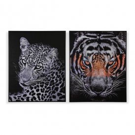 Bild Versa Tiger Mit Rahmen Leinwand polystyrol Holz MDF (3,5 x 100 x 80 cm)