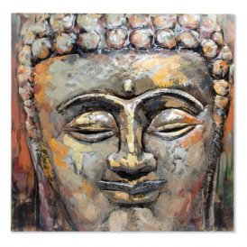Maleri DKD Home Decor Buda Tre Metall Orientalsk Buddha (80 x 80 x 7 cm)