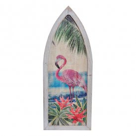 Dekodonia Seinäkoriste DKD Home Decor Puu Vaaleanpunainen flamingo Trooppinen