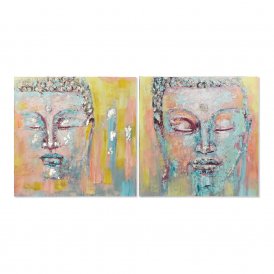 Schilderij DKD Home Decor Buda 100 x 3,5 x 100 cm Boeddha Orientaals (2 Stuks)