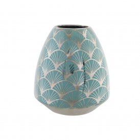 Vase DKD Home Decor Porzellan türkis Orientalisch Verchromt 16 x 16 x 18 cm