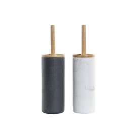 Vessaharja DKD Home Decor Valkoinen Ruskea Monivärinen Tumman harmaa Hartsi Bambu 10 x 10 x 38 cm
