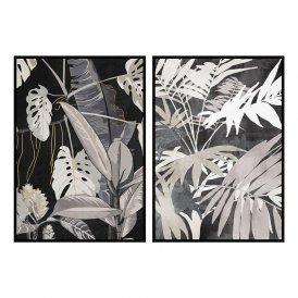 Maleri DKD Home Decor ‎S3017950 Moderne Blad av plante (83 x 4,5 x 123 cm) (2 enheter)