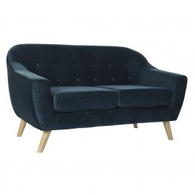2-paikkainen sohva DKD Home Decor Turkoosi Polyesteri Kumipuu (146 x 72 x 82 cm)