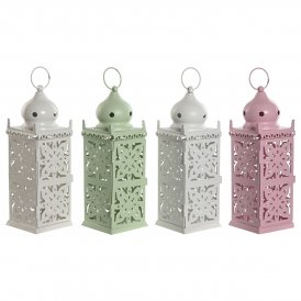 Home ESPRIT Lyhty Hvit Grønn rosa Jern Orientalsk 10 x 30 cm (4 enheter)