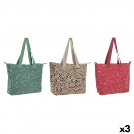 Naisten Käsilaukku Home ESPRIT Ruskea Vihreä Pinkki 55 x 14 x 35 cm (3 osaa)