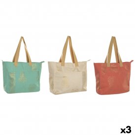 Naisten Käsilaukku Home ESPRIT Vihreä Beige Kullattu Koralli 55 x 14 x 35 cm (3 osaa)