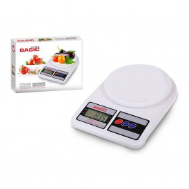 Keittiövaaka Basic Home Digitaalinen LCD 7 kg Valkoinen (23 x 16 x 3,6 cm)