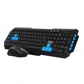 Tastatur med Gamingmus 3GO COMBODRILEW2 USB Spansk Qwerty Svart/Blå