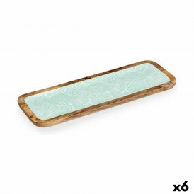 Gift Decor Bordsdekoration Vit Brun Grön Polyester Harts Mangoträ 45 x 15 cm 15, 2 2, 54 45, 7 Löv av en växt (6 anta