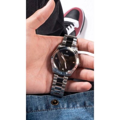 Guess Miesten rannekellot GW0542G1 (Ø 42 mm) Musta Ruostumaton teräs