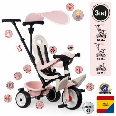 Smoby Kolmipyörä Paseo para bebés Pinkki Vaaleanpunainen Muovi
