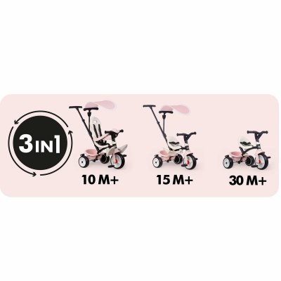 Smoby Kolmipyörä Paseo para bebés Pinkki Vaaleanpunainen Muovi