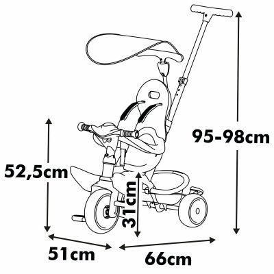 Smoby Kolmipyörä Paseo para bebés Pinkki Vaaleanpunainen Muovi