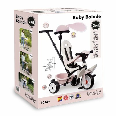 Smoby Kolmipyörä Paseo para bebés Pinkki Vaaleanpunainen Muovi