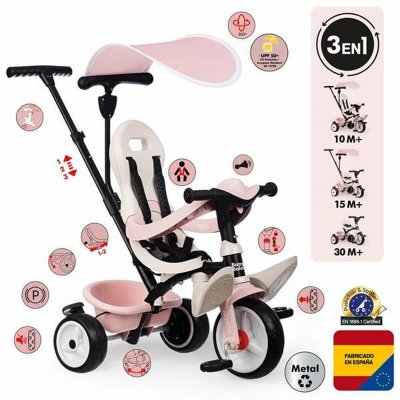 Smoby Kolmipyörä Paseo para bebés Pinkki Vaaleanpunainen Muovi