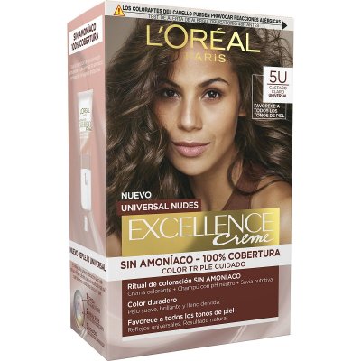 L'Oreal Make Up Pysyvä väriaine Excellence Vaaleanruskea Nº 5u-Light ruskea (5 osaa)