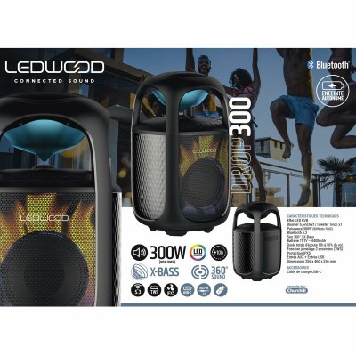 Ledwood Kannettavat Bluetooth-kaiuttimet DROP300 BT 300W 90 W