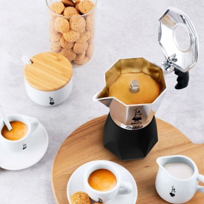 Bialetti Vanhanaikainen Italialainen Mokkapannu BRIKKA Musta Alumiini 2 Puodeliai
