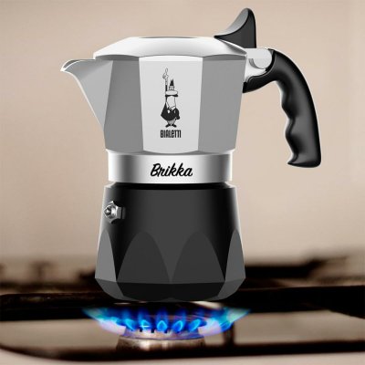 Bialetti Vanhanaikainen Italialainen Mokkapannu BRIKKA Musta Alumiini 2 Puodeliai