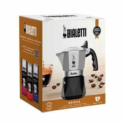 Bialetti Vanhanaikainen Italialainen Mokkapannu BRIKKA Musta Alumiini 2 Puodeliai
