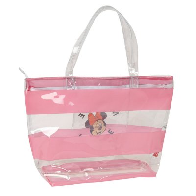 Naisten Käsilaukku Minnie Mouse Beach Pinkki Läpinäkyvä
