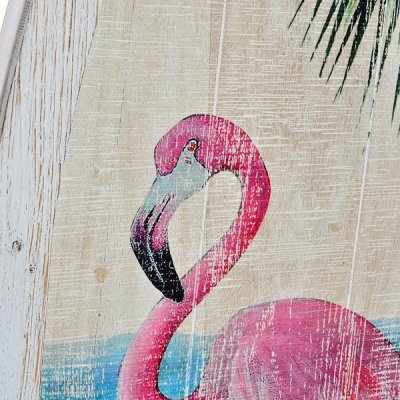 Dekodonia Seinäkoriste DKD Home Decor Puu Vaaleanpunainen flamingo Trooppinen