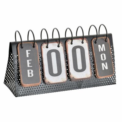 DKD Home Decor Pöytäkalenteri Valkoinen Musta 34 x 13 21 cm Metalli