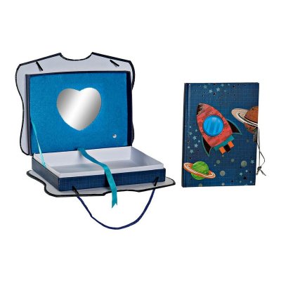 DKD Home Decor Päiväkirja tarvikkeineen Sininen 23 x 5 18, 3 cm Alumiini