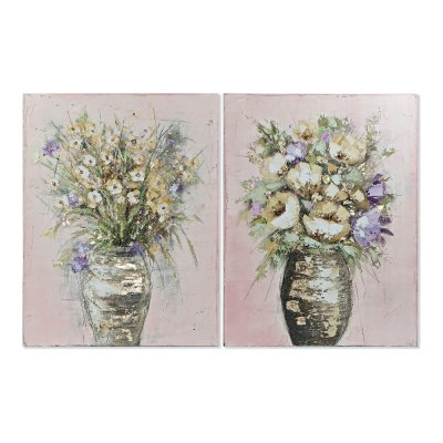 Schilderij DKD Home Decor Vases 90 x 3,5 x 119,5 cm Vaas Shabby Chic (2 Stuks)
