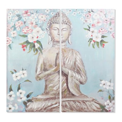 Maleri DKD Home Decor CU-181694 Læret Buddha Orientalsk (140 x 3 x 140 cm) (2 pcs)