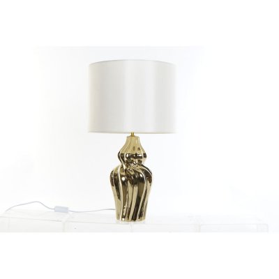 Bureaulamp DKD Home Decor Crème Linnen Keramisch Gouden (30 x 30 x 56 cm)