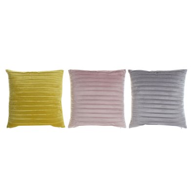 Tyyny DKD Home Decor Keltainen Harmaa Polyesteri Sametti Rose (45 x 10 x 45 cm) (3 pcs)