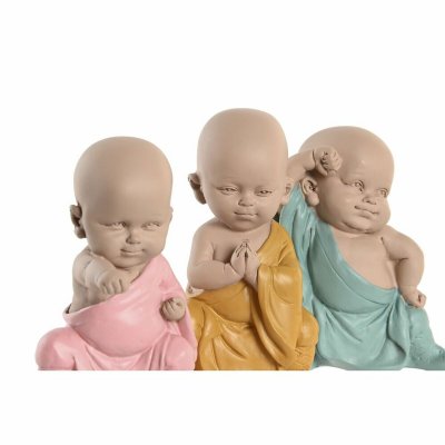 DKD Home Decor Koristehahmo Sininen Pinkki Keltainen Hartsi Munkki (8 x 5, 5 12, 7 cm) (3 osaa)