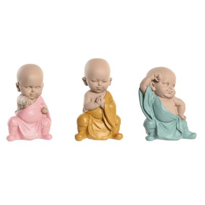 DKD Home Decor Koristehahmo Sininen Pinkki Keltainen Hartsi Munkki (8 x 5, 5 12, 7 cm) (3 osaa)
