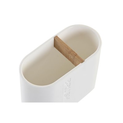 DKD Home Decor Hammasharjateline Valkoinen Luonnollinen Bambu polypropeeni 11, 5 x 5, 10, cm (12 osaa) Keramiikka
