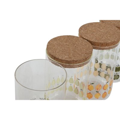 Home ESPRIT Purkki Keltainen Vihreä Luonnollinen Korkki Silikoni Borosilikaattilasi Shabby Chic 1 L (4 osaa)