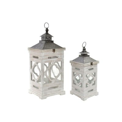 Home ESPRIT Lyhtysarja Valkoinen Kristalli Kuusi Etninen Arabi 26 x 66 cm (2 Kappaletta) Lasi