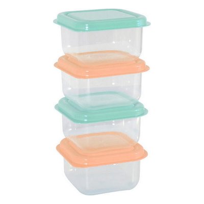 Set 4 Lunchboxen 6 x 4 cm Plastic