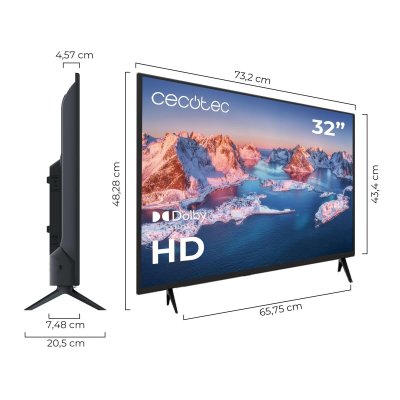 Cecotec Smart TV 32" HD LED 0 series 0032S tasoinen DVB-T2 HDMI USB musta