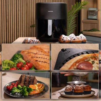 Cecotec Airfryer Cecofry&Grill Duoheat 6500 2200 W 6, 5 L Musta Ruostumaton teräs