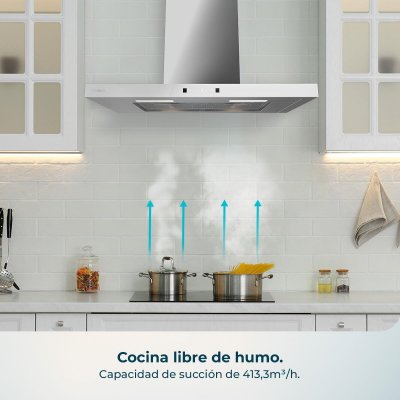 Cecotec Liesituuletin Flux TT 704400 Inox A++ 70cm 413m³/h LED BLDC 3 nopeutta Valkoinen Ruostumaton teräs