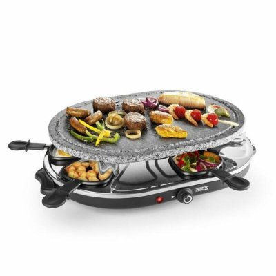 Princess Raclette 8 Oval Stone Grill Party Musta Harmaa
