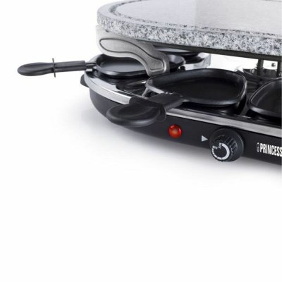 Princess Raclette 8 Oval Stone Grill Party Musta Harmaa