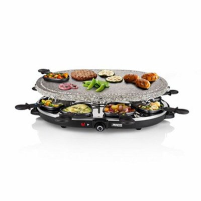 Princess Raclette 8 Oval Stone Grill Party Musta Harmaa