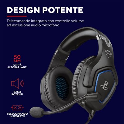 Trust Pelikuulokkeet mikrofonilla GXT 488 Forze PS4 Musta Nailon