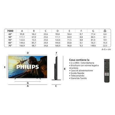 Philips Smart TV 50PUS7000 50" 4K Ultra HD LED HDR Musta Muovi