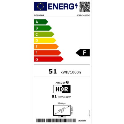 Toshiba Smart TV 43UV3463DG 4K Ultra HD 43" D-LED Musta
