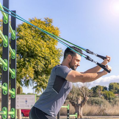 InnovaGoods Vastusnauhasetti lisävälineilla ja harjoitusoppaalla Tribainer 3 osaa Musta Metalli